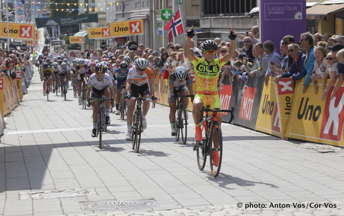 Halden - Norway - wielrennen - cycling - radsport - cyclisme - Olds Shelley of Ale Cipollini (ITA) - Anna van der Breggen of Rabobank Liv Women Cycling Team - Moberg Emilie of Hitec Products - Johansson Emma of Orica AIS pictured during stage - 2 of the Ladiestour of Norway 2015 - photo Anton Vos/Cor Vos © 2015